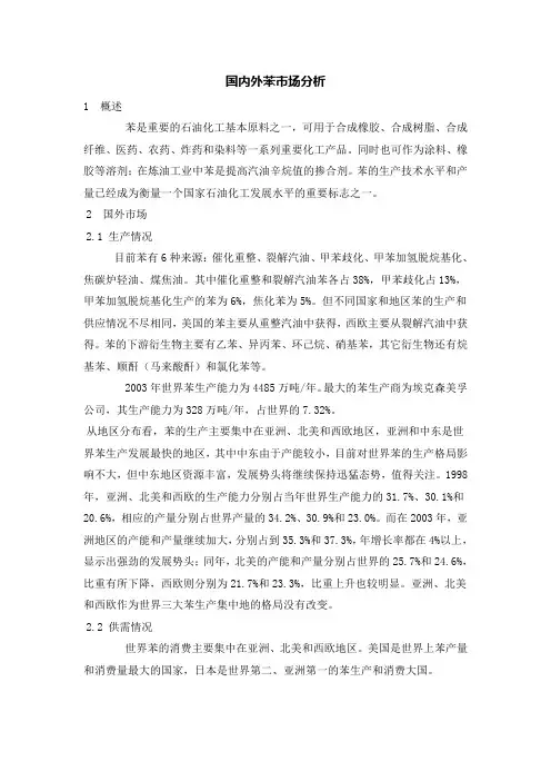 国内外苯市场分析