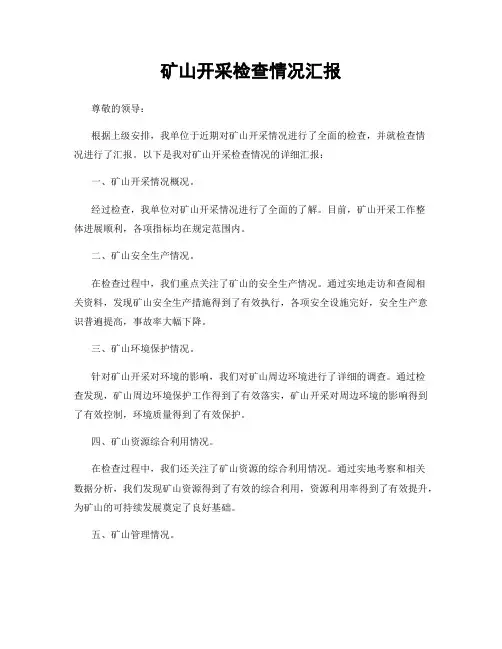 矿山开采检查情况汇报