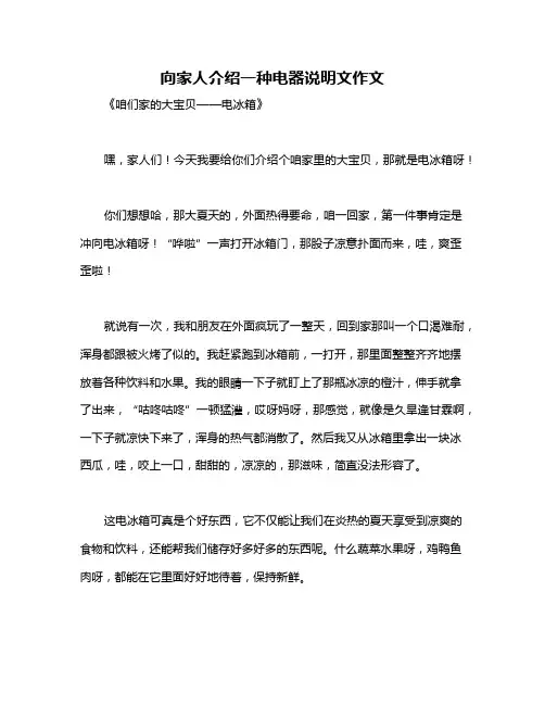 向家人介绍一种电器说明文作文