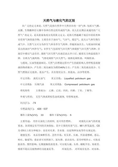 天然气与液化气区别