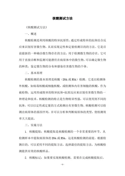 核酸测试方法