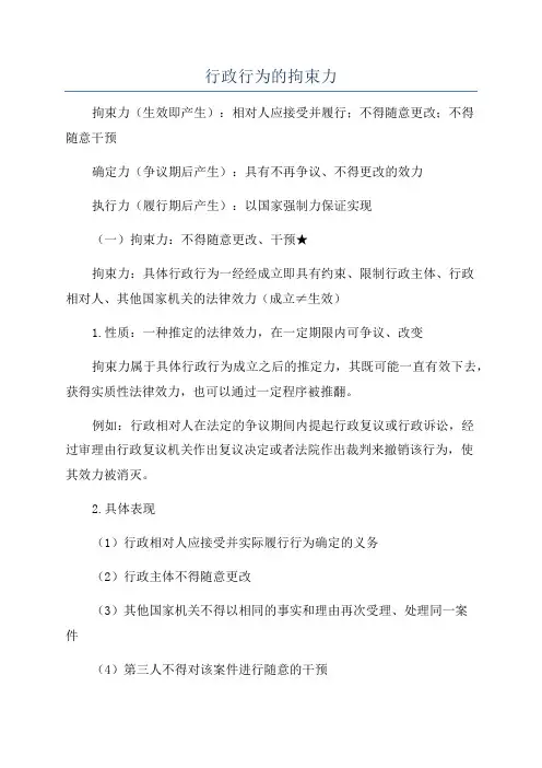 行政行为的拘束力