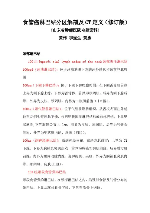 食管癌淋巴结解剖及CT定义-山东省肿瘤医院经验