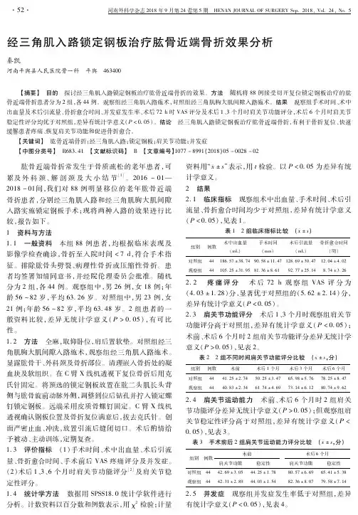 经三角肌入路锁定钢板治疗肱骨近端骨折效果分析