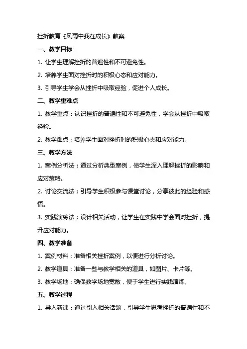 挫折教育《风雨中我在成长》教案