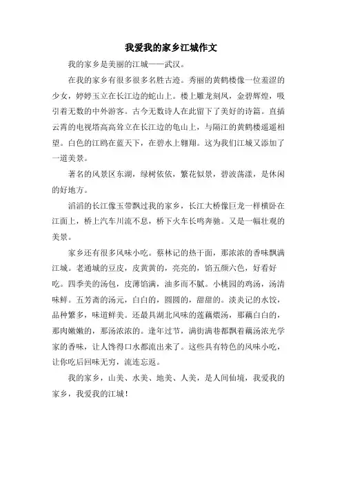 我爱我的家乡江城作文