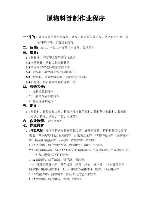 (物料管理)原物料管控作业程序