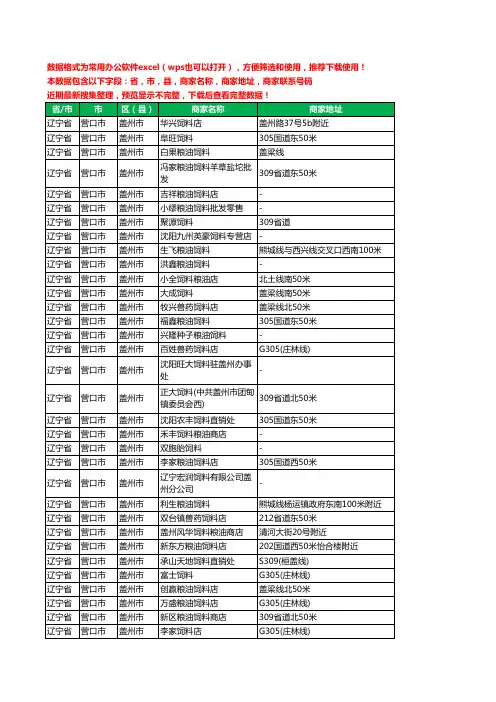 2020新版辽宁省营口市盖州市饲料工商企业公司商家名录名单黄页联系电话号码地址大全78家