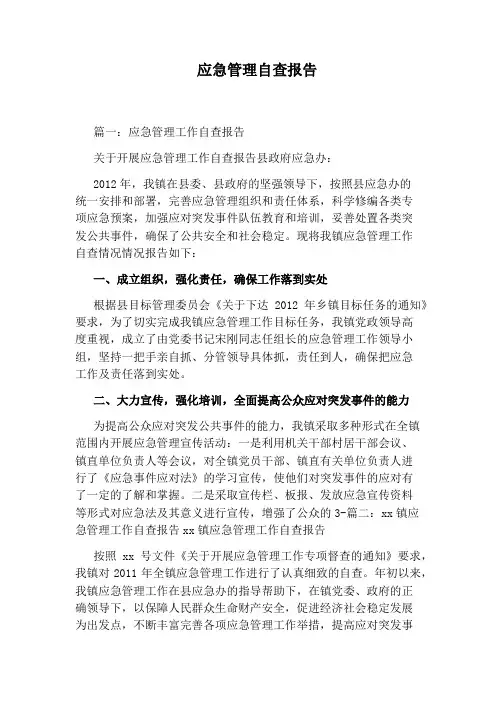 应急管理自查报告
