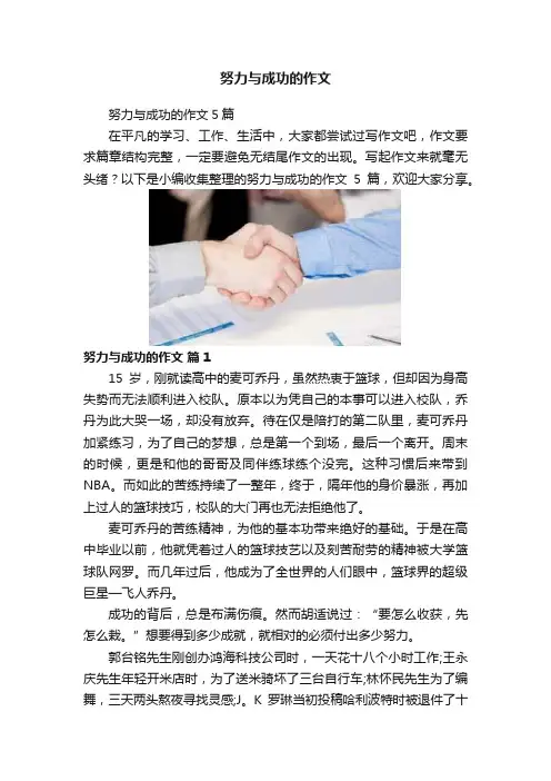努力与成功的作文 2