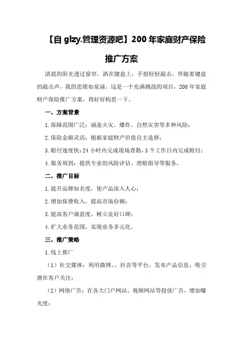 年家庭财产保险推广方案