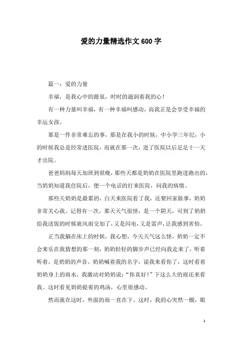 爱的力量精选作文600字