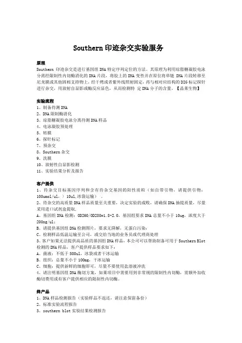 Southern印迹杂交实验服务