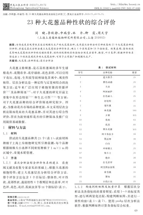 23种大花葱品种性状的综合评价