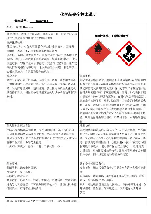 MSDS-062 煤油