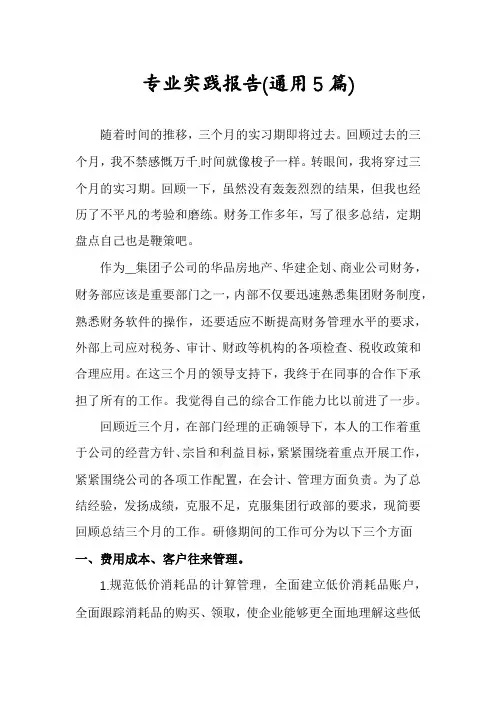 专业实践报告(通用5篇)