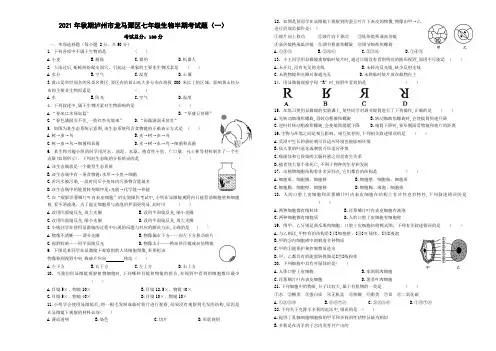 四川省泸州市龙马潭区 2021-2022学年七年级上学期半期(期中)考试试题(含答案)