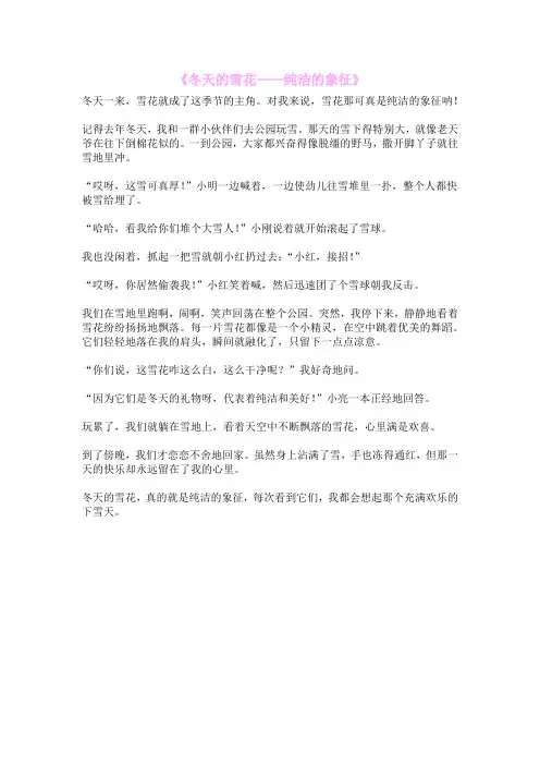《冬天的雪花——纯洁的象征》
