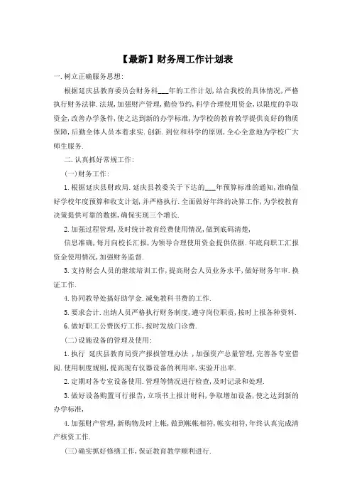 财务周工作计划表