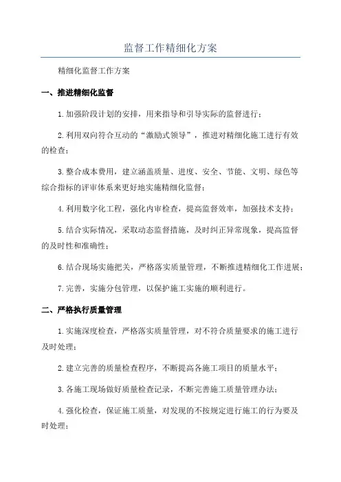 监督工作精细化方案