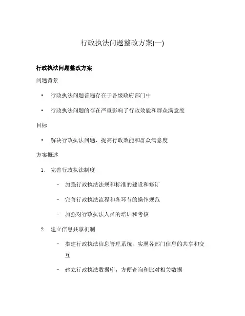 行政执法问题整改方案(一)