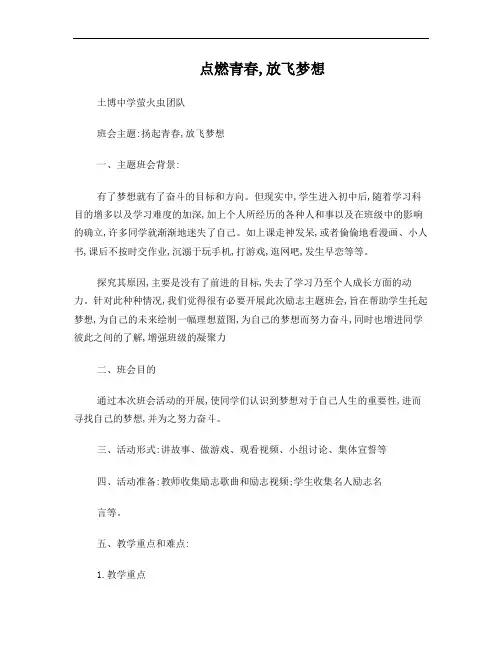 点燃青春,放飞梦想主题班会教案