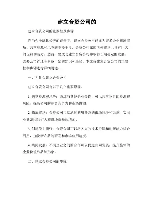 建立合资公司的