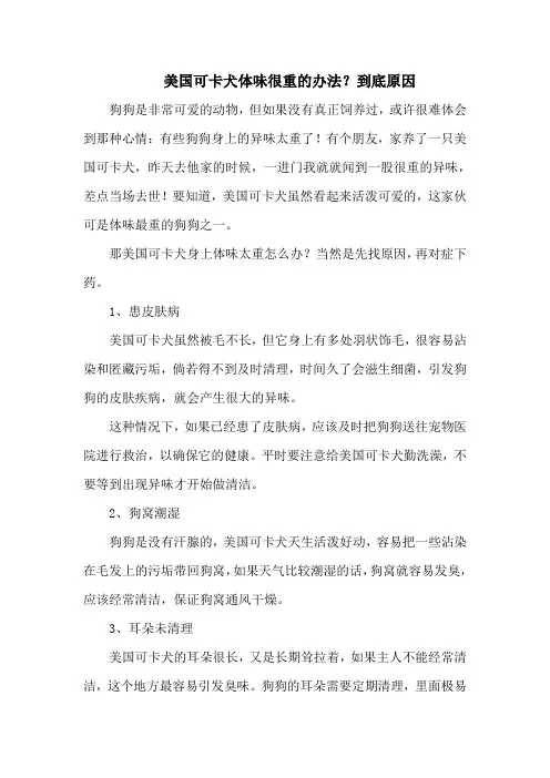 美国可卡犬体味很重的办法？到底原因