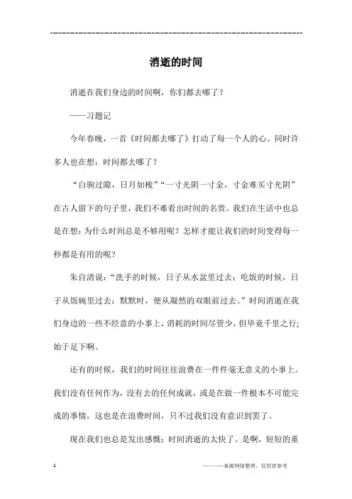 消逝的时间_初二作文