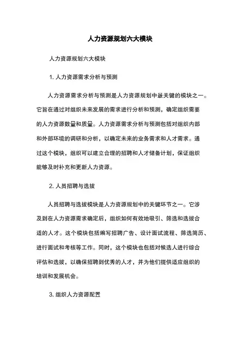 人力资源规划六大模块