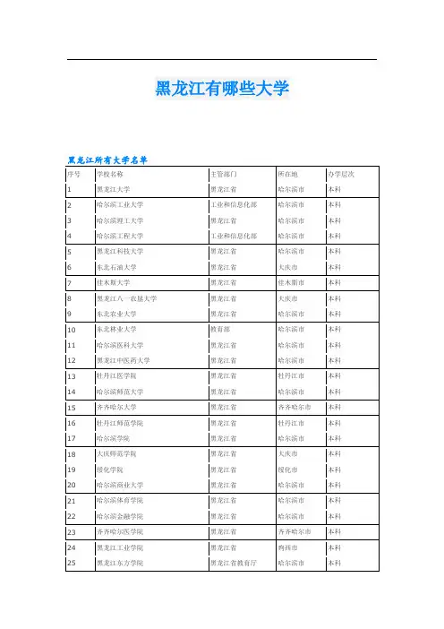 黑龙江有哪些大学