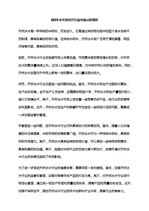 2023年天然冰片行业市场分析现状