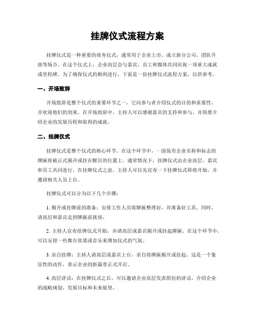 挂牌仪式流程方案