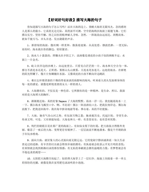 【好词好句好段】描写大海的句子