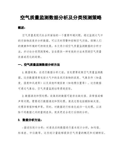 空气质量监测数据分析及分类预测策略