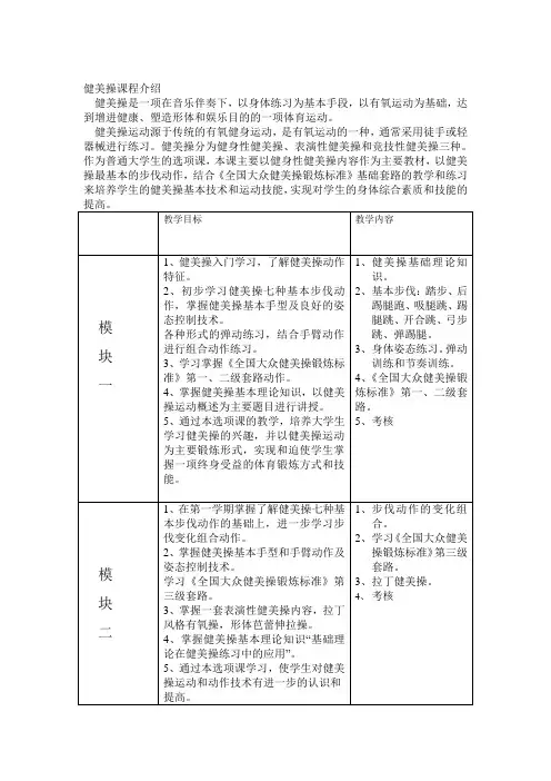 健美操课程介绍
