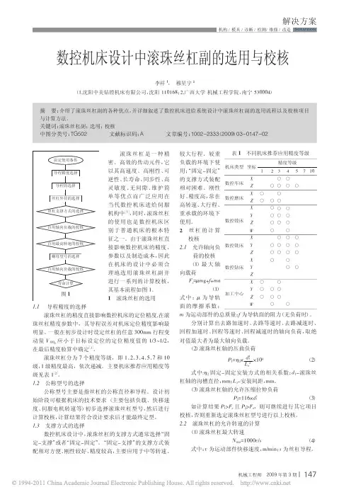 数控机床设计中滚珠丝杠副的选用与校核