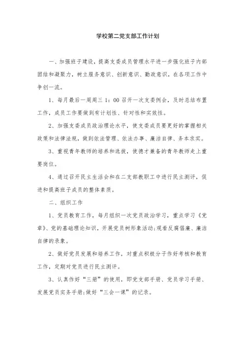 学校第二党支部工作计划