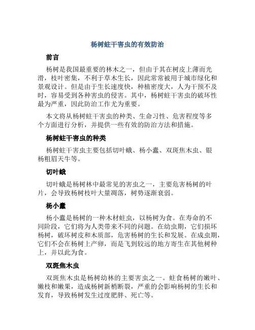 杨树蛀干害虫的有效防治