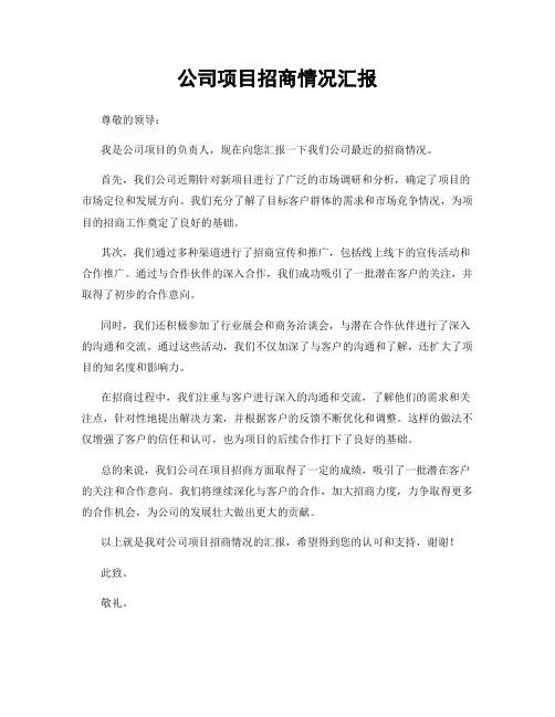 公司项目招商情况汇报