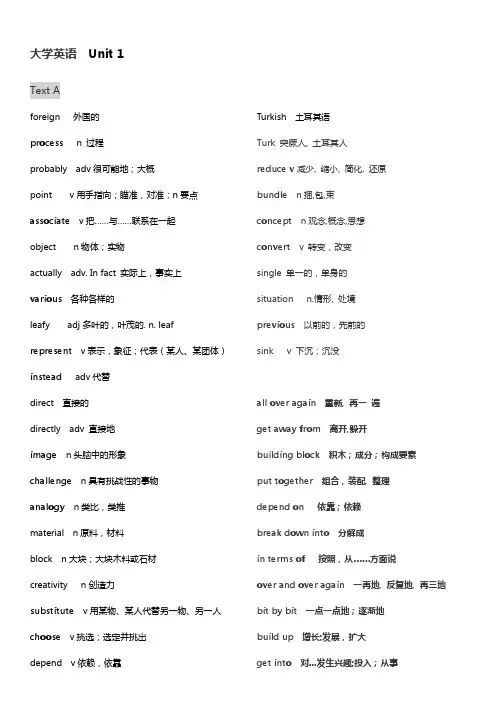 大学英语预备级词汇1-4