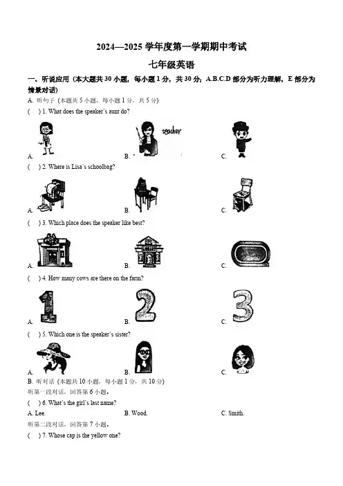 广东省汕头市潮阳实验学校2024-2025学年七年级上学期期中考试英语试题(Word版,含解析)