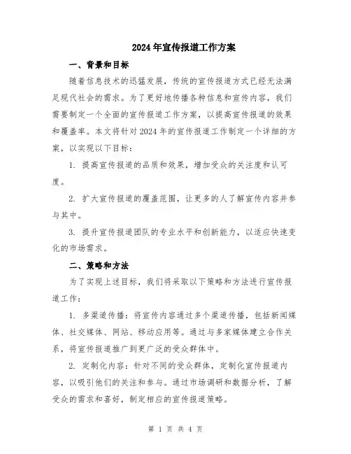 2024年宣传报道工作方案