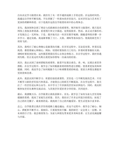 自学做菜培训心得体会范文