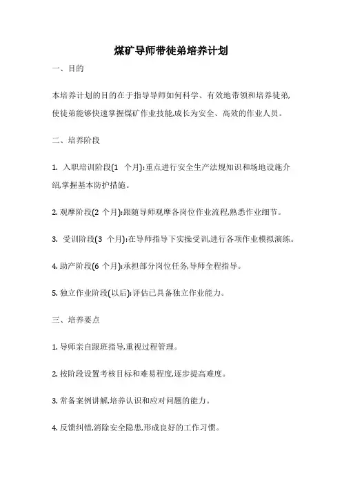 煤矿导师带徒弟培养计划