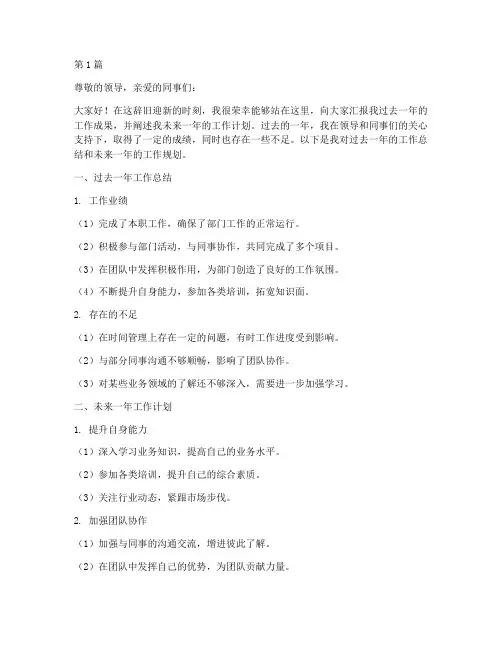 年终述职未来计划(3篇)