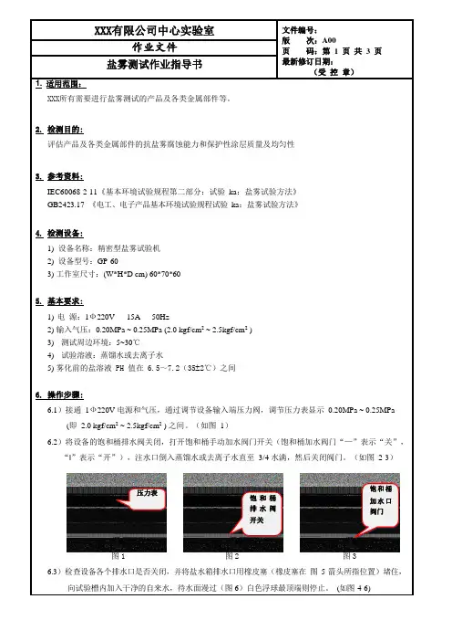 盐雾测试作业指导书