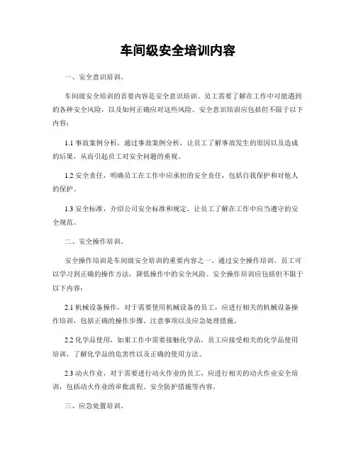 车间级安全培训内容