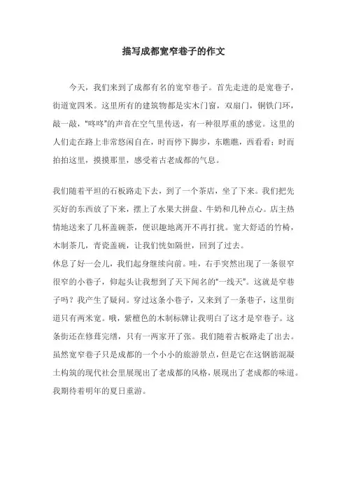 描写成都宽窄巷子的作文