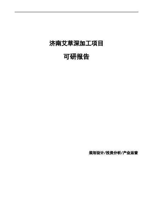 济南艾草深加工项目可研报告